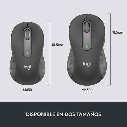 Mouse Inalámbrico Logitech Signature M650, Bluetooth Negro