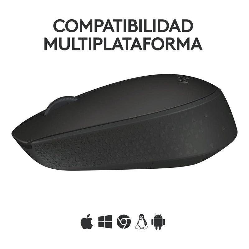 Mouse Inalámbrico Logitech M170,  Portátil, Win Mac Negro