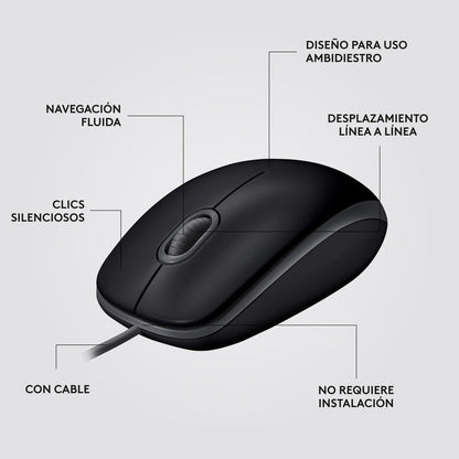 Mouse Logitech M110 Silent/ Clics 90% Más Silenciosos Negro