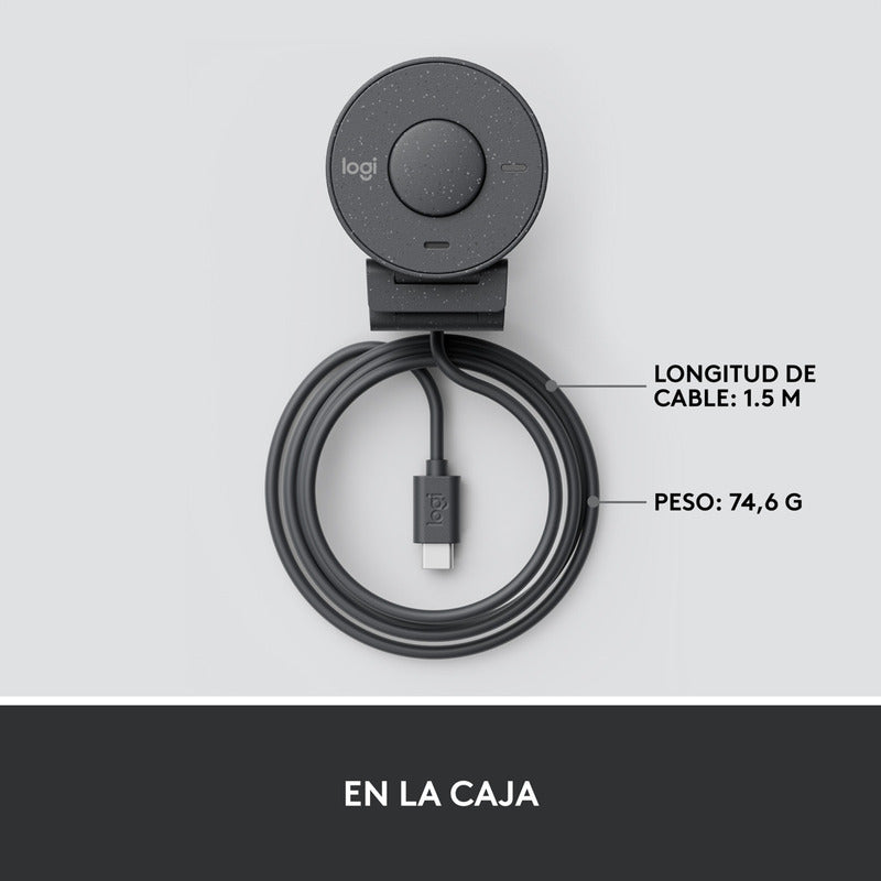 Webcam Logitech Brio 300 Full Hd 1080p Rightlight 2, Grafito