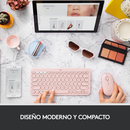 Mouse Inalámbrico Moderno Logitech Pebble M350 Rosado