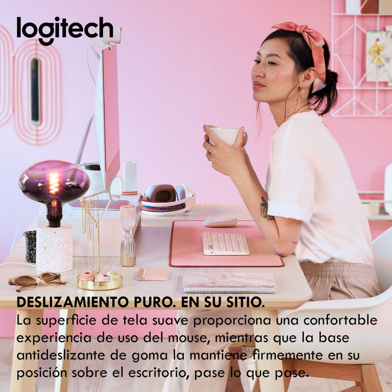 Alfombrilla de Escritorio Logitech Desk Mat Studio Series, Rosa