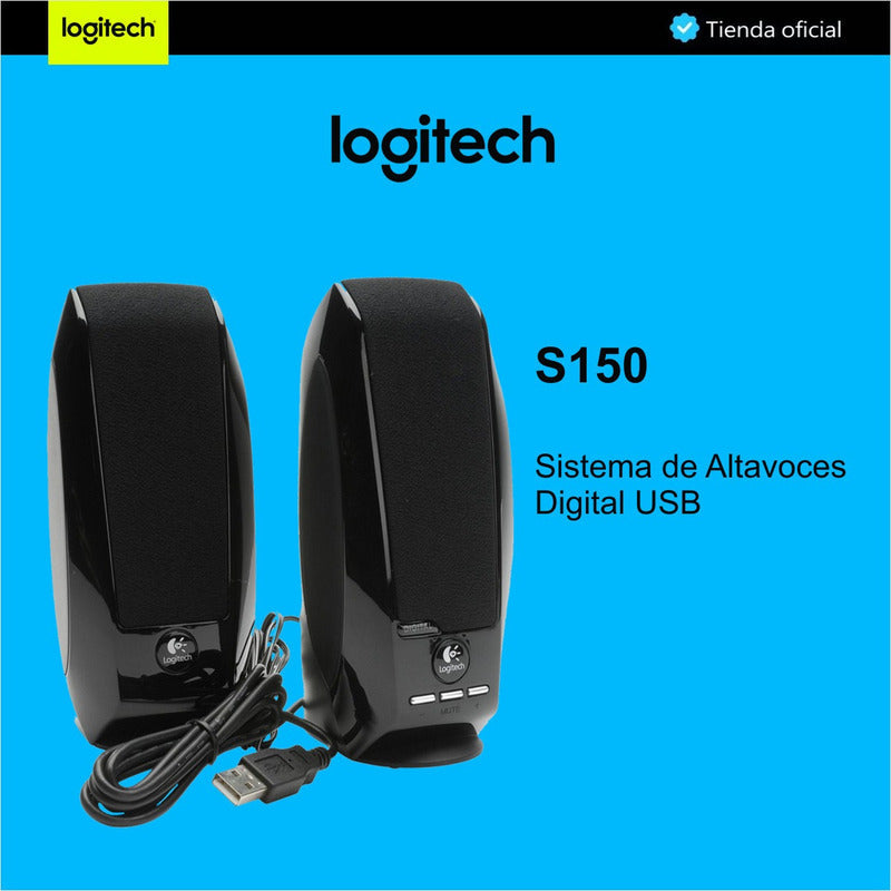 Altavoces Estéreo USB Logitech S150 con Control de Volumen y Mute