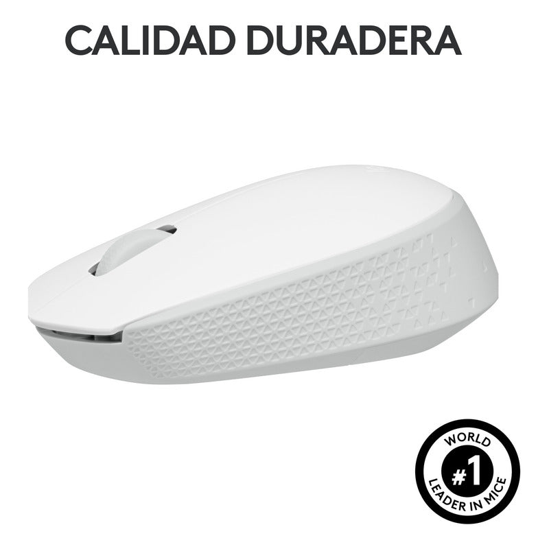 Mouse Inalámbrico Logitech M170, Cómodo Y Portátil, Blanco