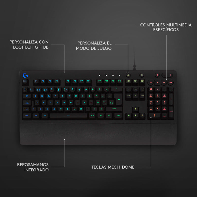 Teclado Gamer Logitech G213 Prodigy con Iluminación RGB LIGHTSYNC
