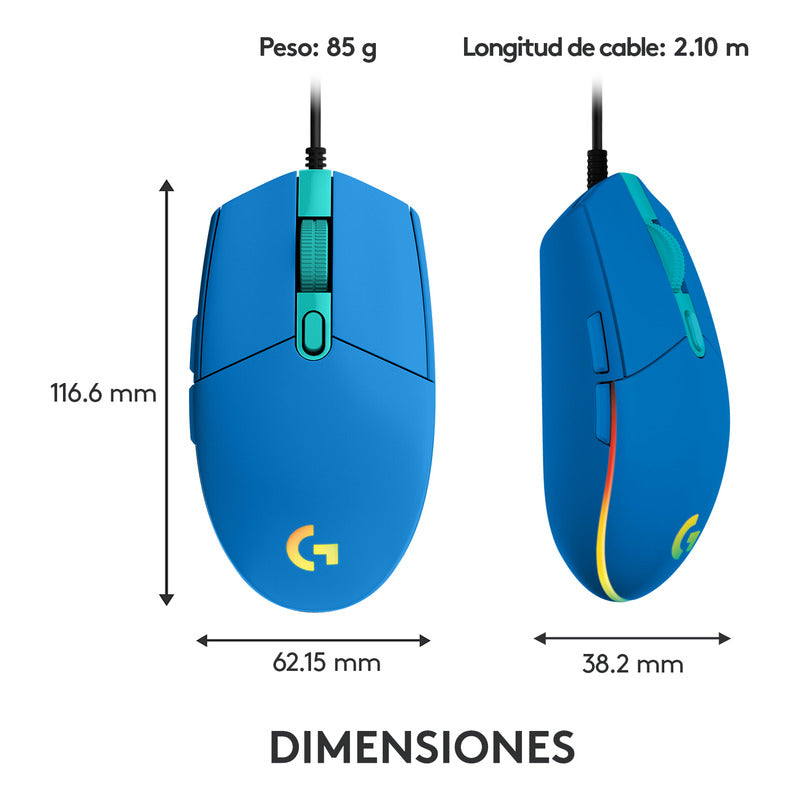 Combo Gamer Logitech Mouse G203 RGB Azul + Pad Mouse G240
