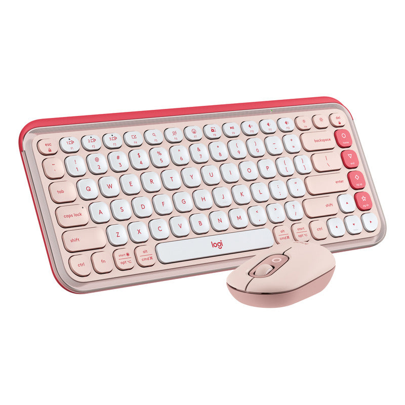 Combo Teclado Y Mouse Bluetooth, Logitech Pop Icon, Rosado