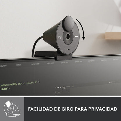 Webcam Logitech Brio 300 Full Hd 1080p Rightlight 2, Grafito