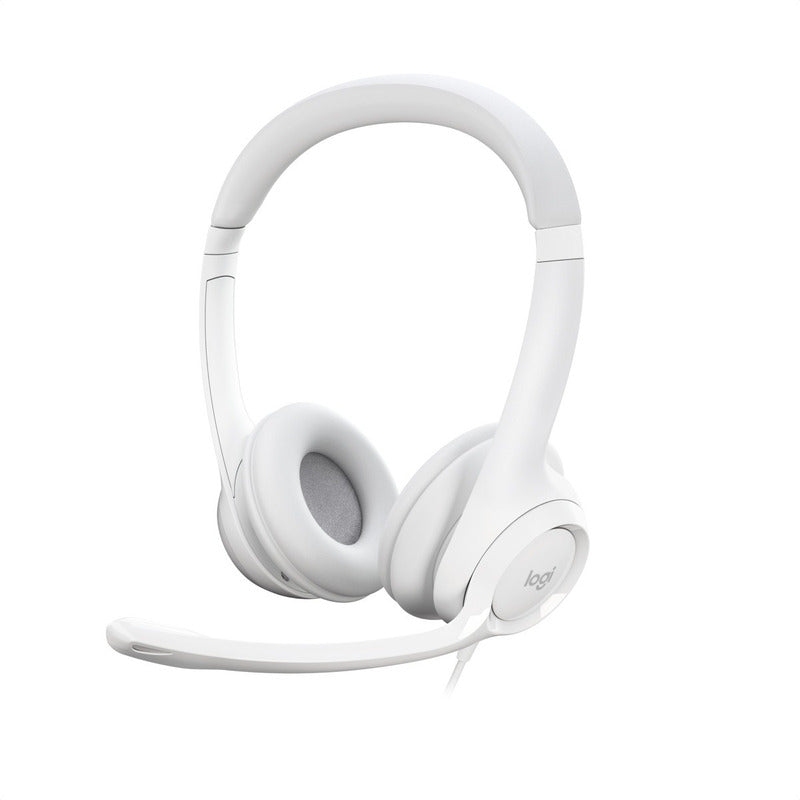 Auricular Usb Logitech H390, Mic Sin Ruido Y Controles, Blanco