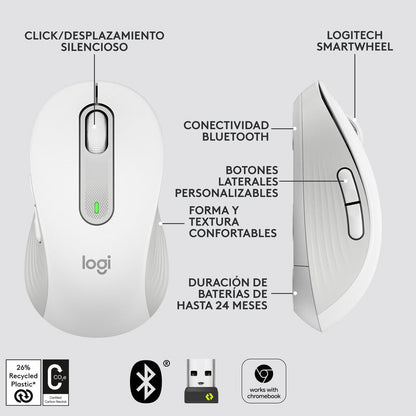 Mouse Inalámbrico Bluetooth Logitech Signature M650 Blanco