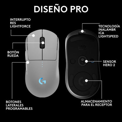 Mouse Gamer Inalámbrico Logitech G Pro 2 Lightspeed, Blanco