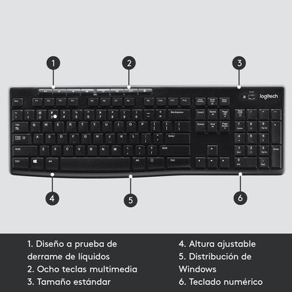 Teclado Inalámbrico  Multimedia Logitech K270  Unifying