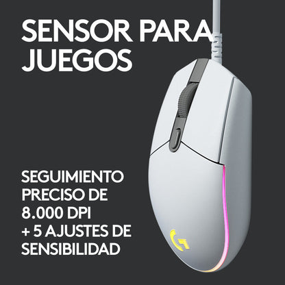 Combo Gamer Logitech Mouse G203 RGB Blanco + Pad Mouse G240