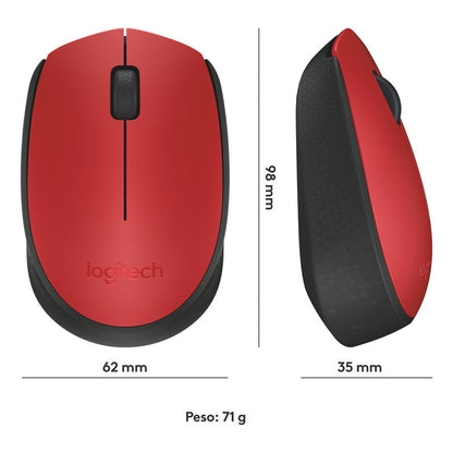 Mouse Inalámbrico Logitech M170, Cómodo Y Portátil, Rojo