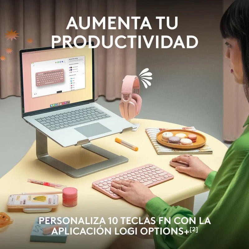 Combo Logitech Mouse Lift Ergo Rosa + Teclado K380 Rosa