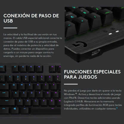 Teclado Gamer Mecánico Logitech G513 Carbón / Lightsync Rgb