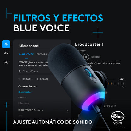 Combo Streaming Micrófono Yeti Gx + Luz Premium Litra Glow