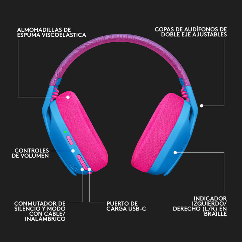 Auricular Gamer Inalámbricos Logitech G435 LIGHTSPEED y Bluetooth, Azul