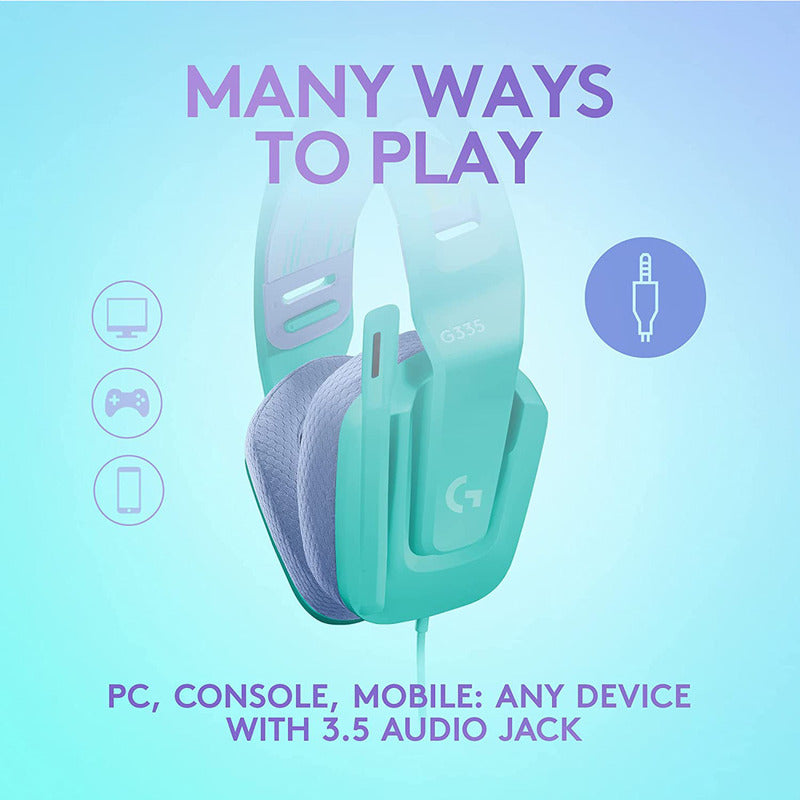 Auricular Gamer Logitech G335, Pc, Ps5, Xbox / Menta