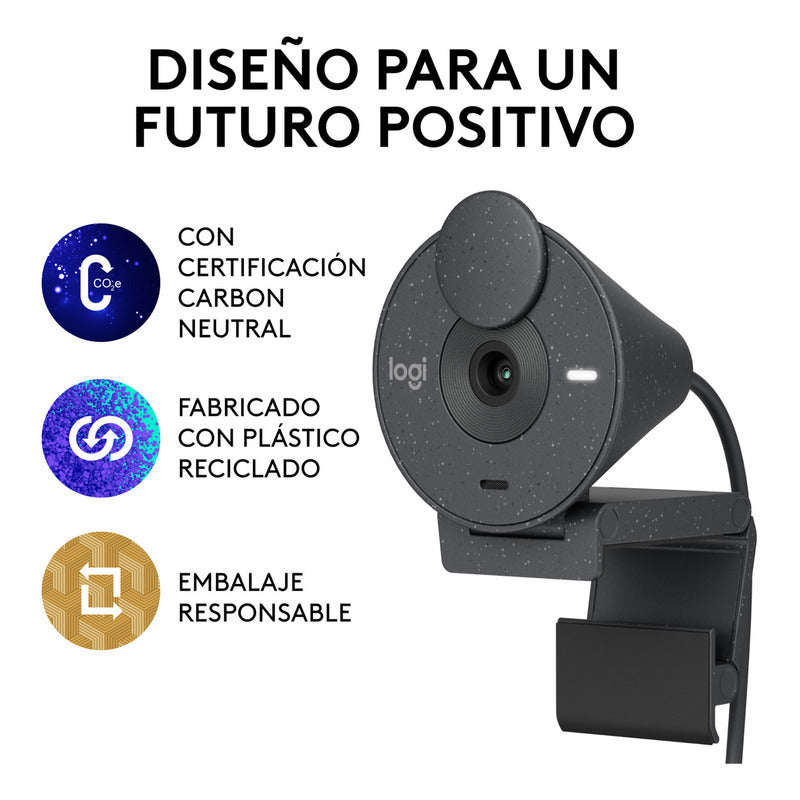 Webcam Logitech Brio 300 Full Hd 1080p Rightlight 2, Grafito