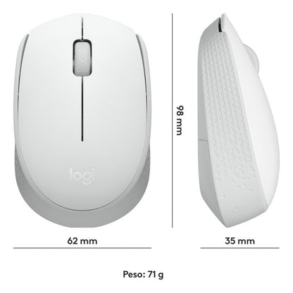 Mouse Inalámbrico Logitech M170, Cómodo Y Portátil, Blanco