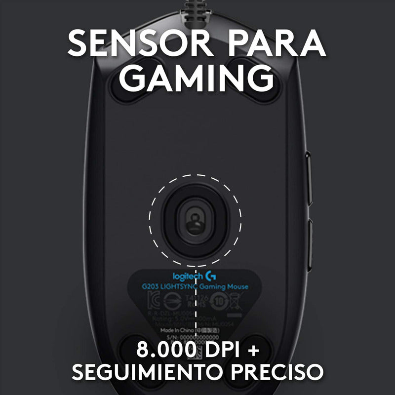 Combo Gamer Logitech Mouse G203 RGB Negro + Pad Mouse G240