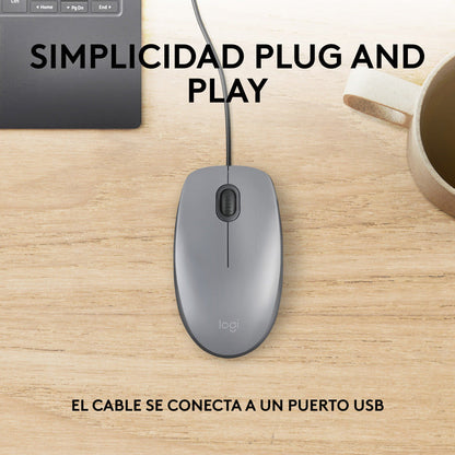 Mouse Logitech M110 Silent/ Clics 90% Más Silenciosos Gris