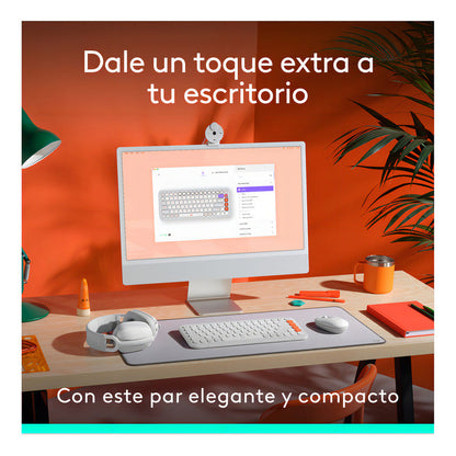 Combo Teclado Y Mouse Bluetooth, Logitech Pop Icon, Blanco