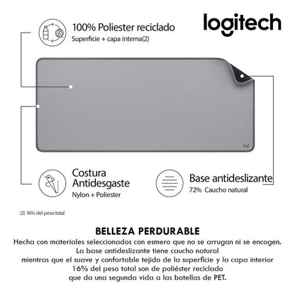 Alfombrilla de Escritorio Logitech Desk Mat Studio Series, Gris