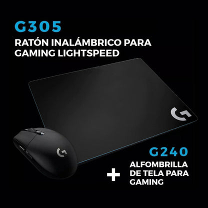 Combo Logitech Gaming: Mouse Inalámbrico G305 + Pad Mouse G240