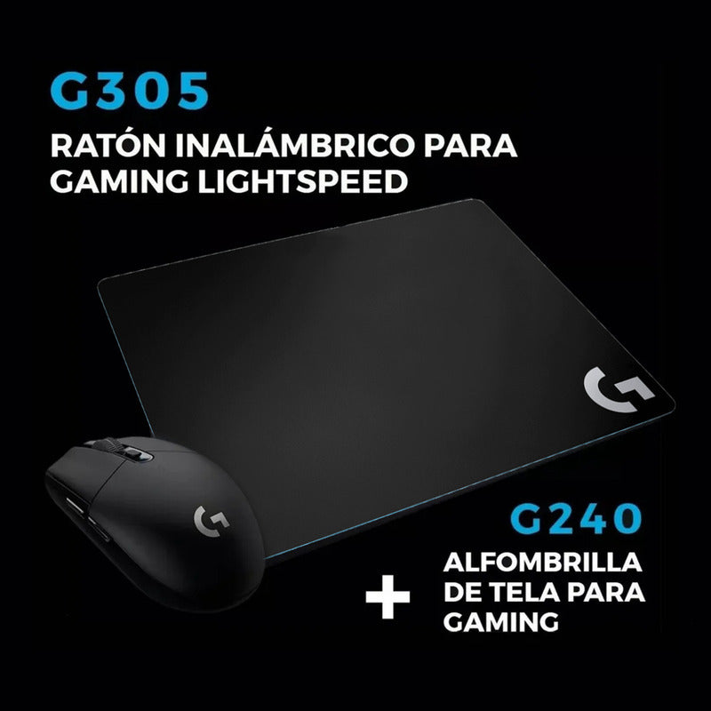 Combo Logitech Gaming: Mouse Inalámbrico G305 + Pad Mouse G240