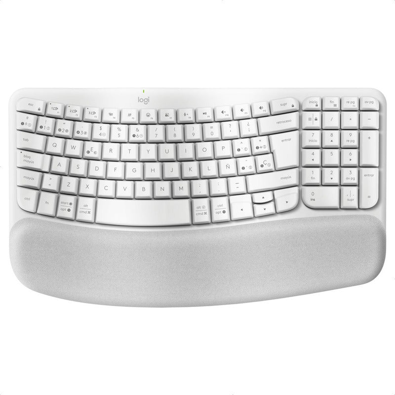 Teclado Ergonómico Inalámbrico Logitech Wave Keys, Blanco