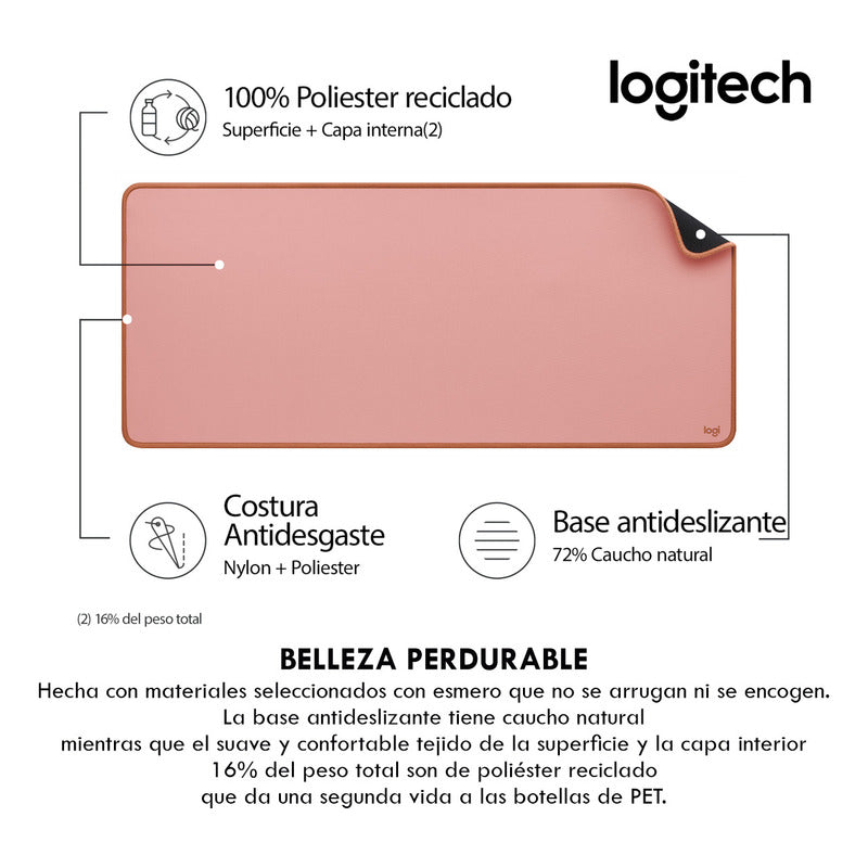 Alfombrilla de Escritorio Logitech Desk Mat Studio Series, Rosa