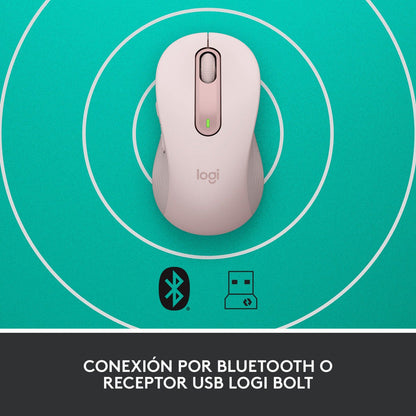 Mouse Inalámbrico Logitech Signature M650, Bluetooth Rosado