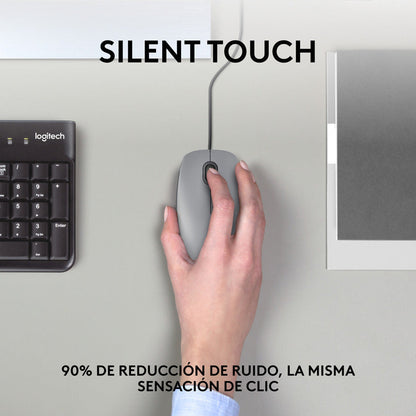 Mouse Logitech M110 Silent/ Clics 90% Más Silenciosos Gris
