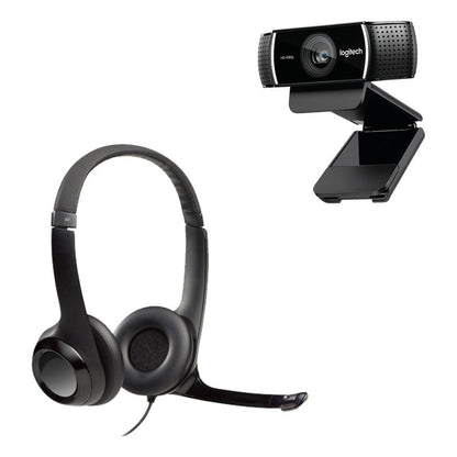 Combo Logitech Auricular H390 Estéreo + Cámara Web C922 1080p