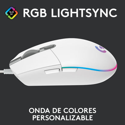 Combo Gamer Logitech Mouse G203 RGB Blanco + Pad Mouse G240