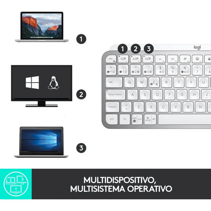 Combo Logitech Mouse Lift Ergo Blanco + Teclado MX Keys Mini Ergo Gris