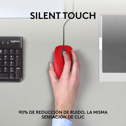 Mouse Logitech M110 Silent/ Clics 90% Más Silenciosos Rojo