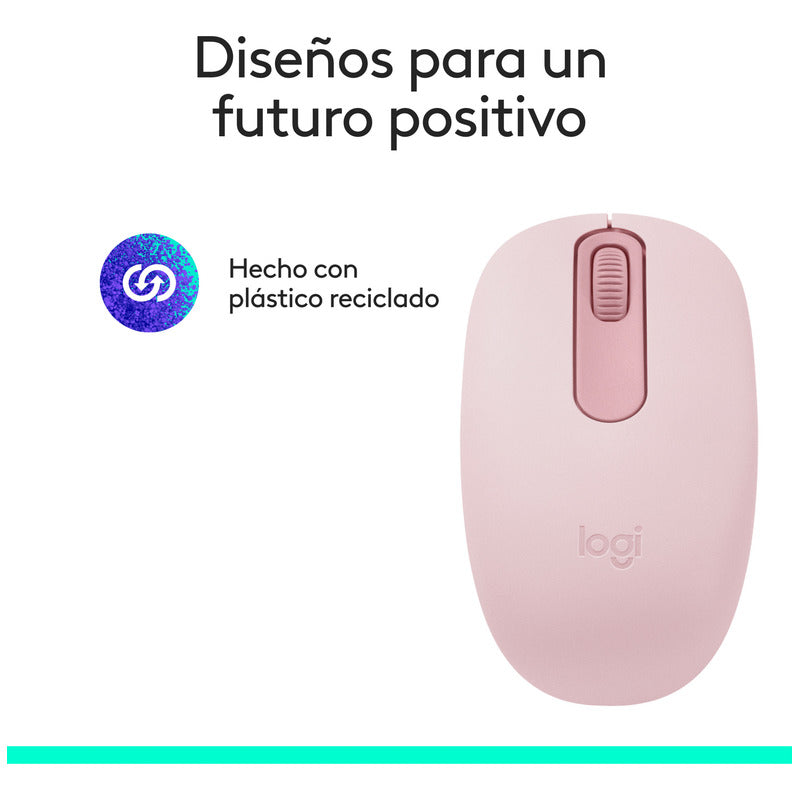 Mouse Inalámbrico Bluetooth Logitech M196, Cómodo Diseño Compacto, Rosa