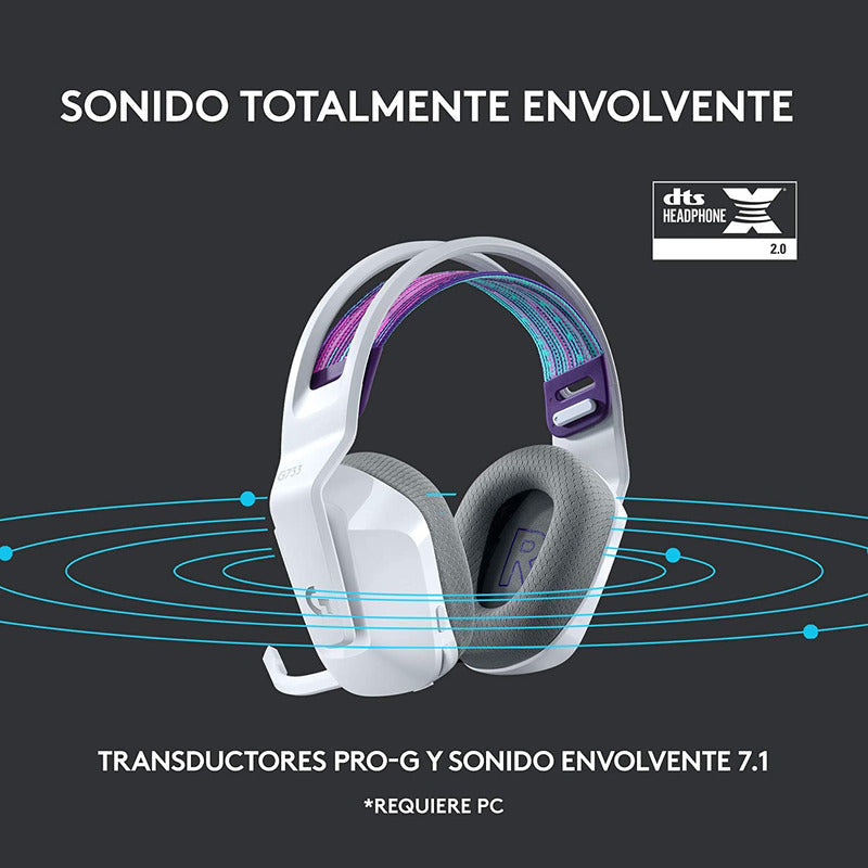 Auricular Gamer Logitech G733,  Rgb Inalámbrica / 7.1 - Blanco
