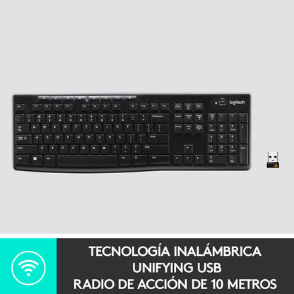 Teclado Inalámbrico  Multimedia Logitech K270  Unifying