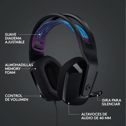 Auriculares Gamer Logitech G335, Pc, Ps5, Xbox / Color & Confort