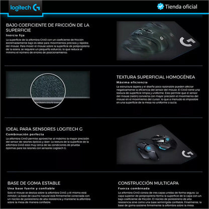 Pad Mouse Gamer De Superficie Rígida Logitech G440
