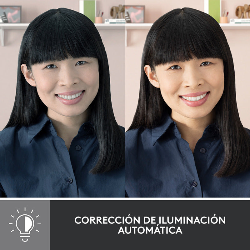 Webcam Logitech Brio 300 Full Hd 1080p Rightlight 2, Rosa