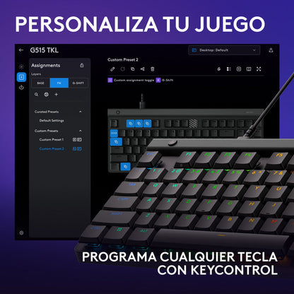 Teclado Gamer Mecánico Lightsync Rgb Logitech G515 Tkl, Negro
