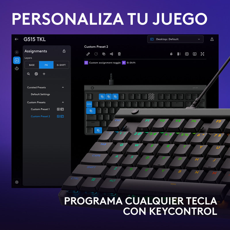 Teclado Gamer Mecánico Lightsync Rgb Logitech G515 Tkl, Negro