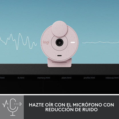 Combo Cámara Web Logitech Brio 300 + Auricular H390 Usb Rosa