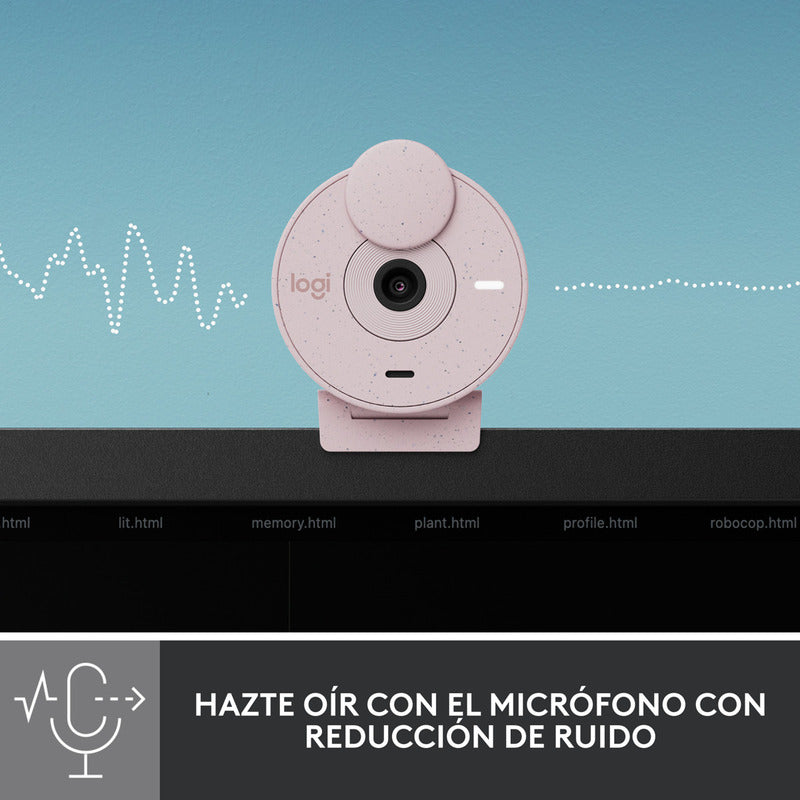 Combo Cámara Web Logitech Brio 300 + Auricular H390 Usb Rosa