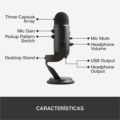 Micrófono Usb Profesional Blue Yeti, Grabación Streaming Blackout